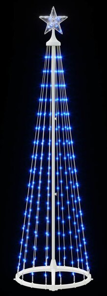 LED-es kúpos karácsonyfa 180 cm 250 LED Kék Acél Fehér