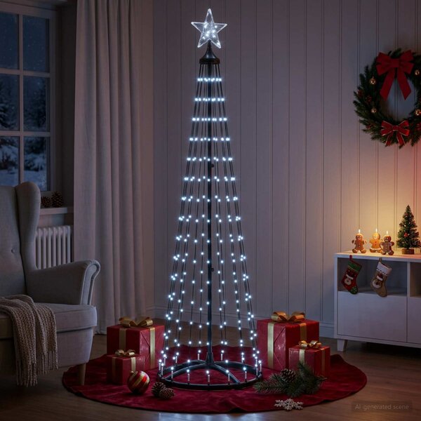 LED-es kúpos karácsonyfa 180 cm 250 LED Hideg fehér Acél Fehér