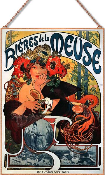 Alphonse Mucha - Biéres de la Meuse üvegkép, falikép