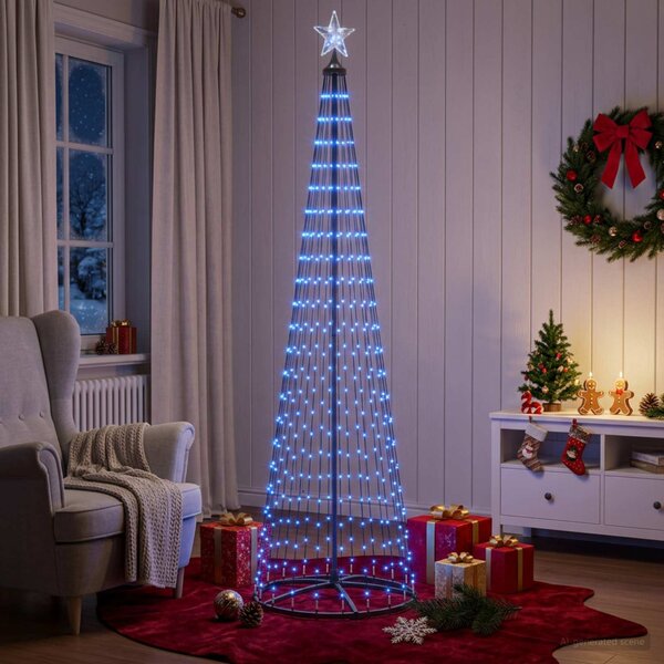 LED-es kúpos karácsonyfa 250 cm 470 LED Kék Acél Fehér