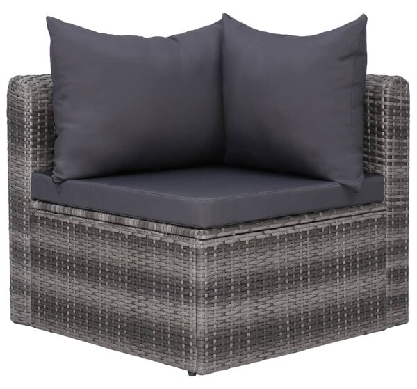 7-részes szürke polyrattan kerti bútorszett párnákkal