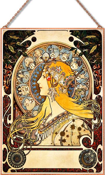 Alphonse Mucha - Zodiákus üvegkép, falikép