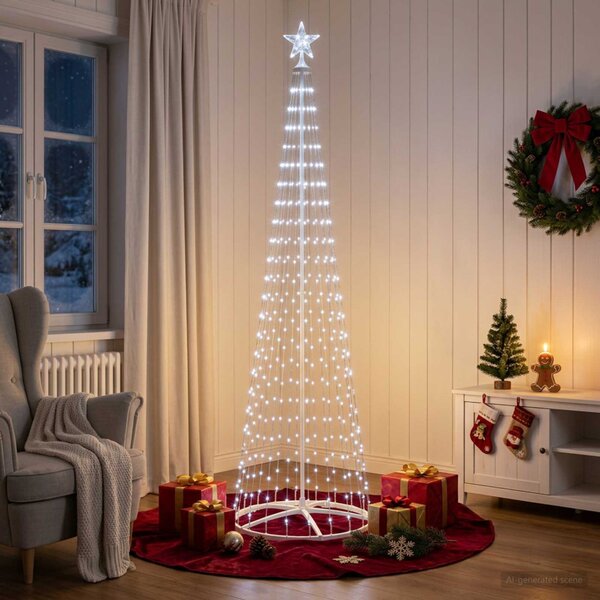 LED-es kúpos karácsonyfa 250 cm 470 LED Hideg fehér Acél Fehér