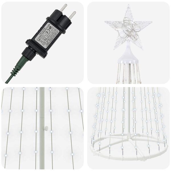 LED-es kúpos karácsonyfa 250 cm 470 LED Hideg fehér Acél Fehér