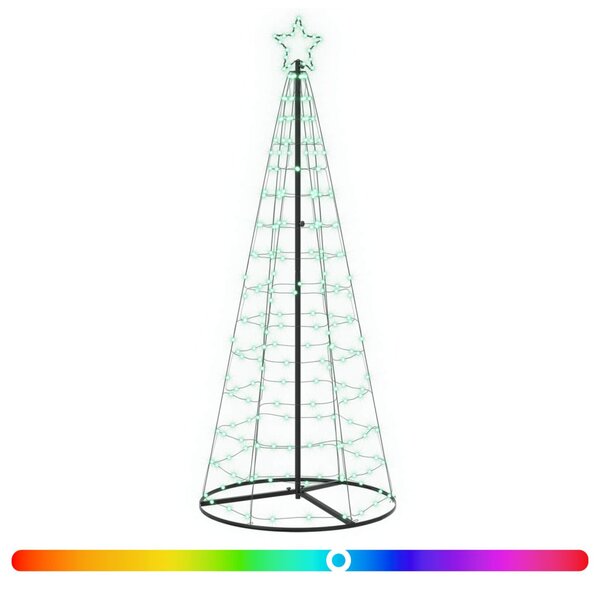 LED Karácsonyi Fenyő 180 cm 168 LED RGB Acél RGB