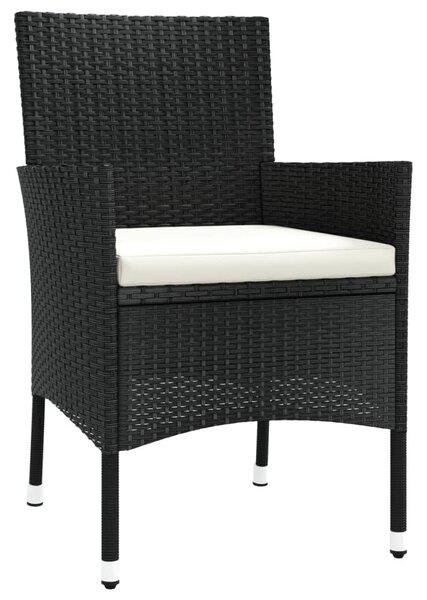 7 részes fekete polyrattan kerti étkezőgarnitúra párnával