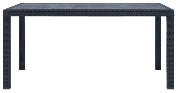 Antracit rattan hatású műanyag kerti asztal 150 x 90 x 72 cm