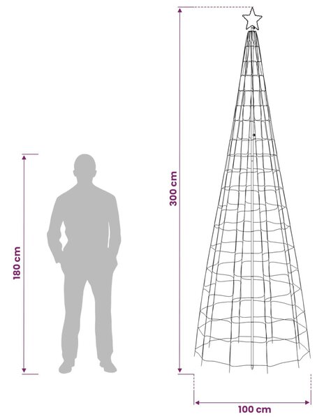 LED Karácsonyi Fenyő 300 cm 390 LED Többszínű Acél Fekete