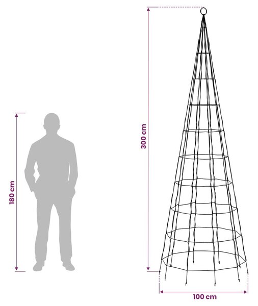 LED Karácsonyi Fenyő 300 cm 390 LED Többszínű vas Fekete