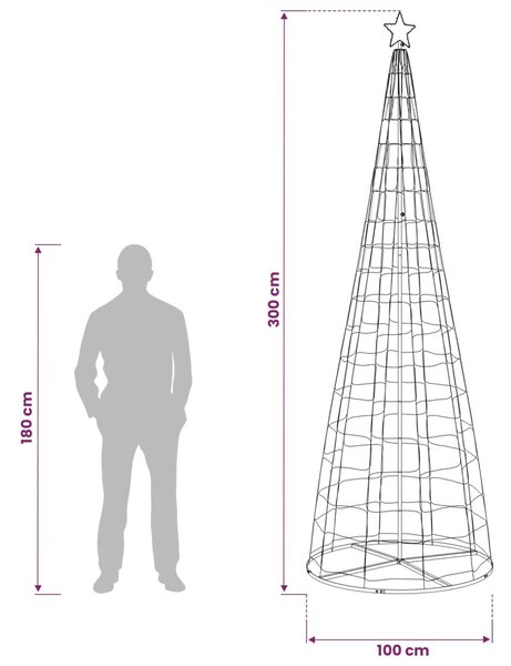 LED Karácsonyi Fenyő 300 cm 390 LED RGB Acél RGB
