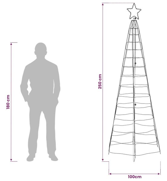 LED Karácsonyi Fenyő 250 cm 300 LED Többszínű Acél Fekete