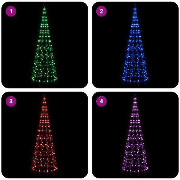 LED Karácsonyi Fenyő 300 cm 390 LED Többszínű vas Fekete