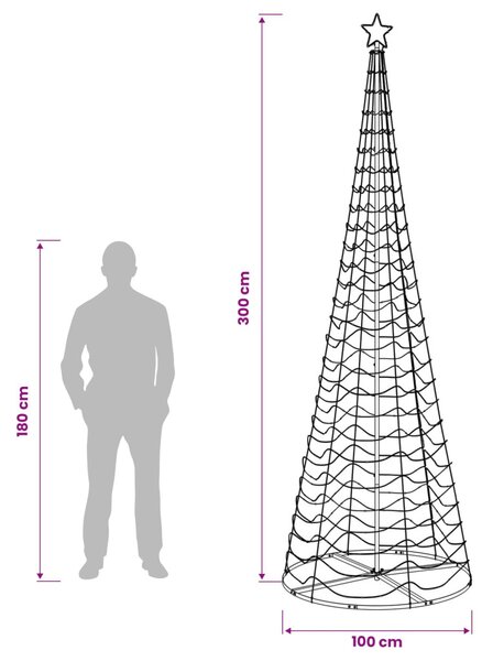 LED spirál karácsonyfa talppal EKENAS 300 cm 475 LED Többszínű