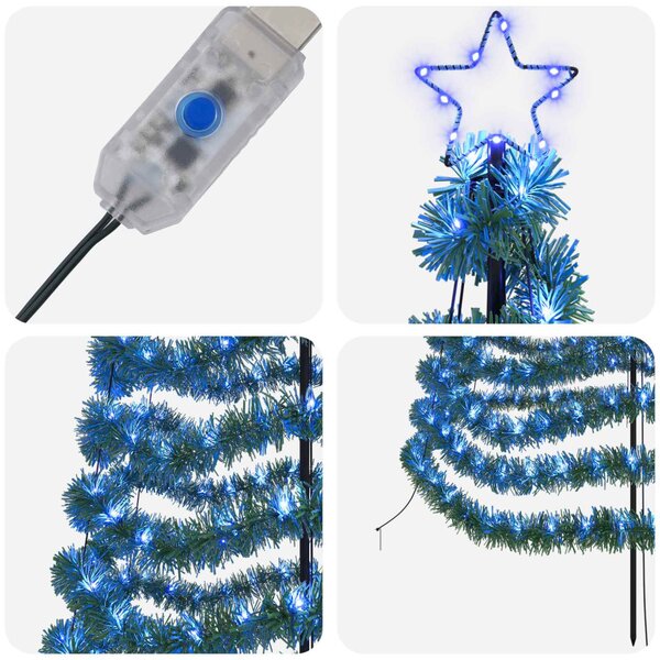 LED-es csillogó karácsonyfa földnyárssal EKENAS 180 cm 220 LED