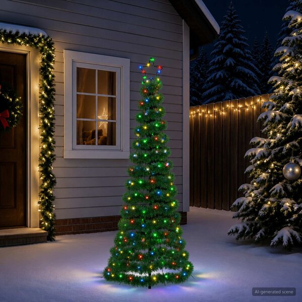 LED-es csillogó karácsonyfa földnyárssal EKENAS 180 cm 220 LED
