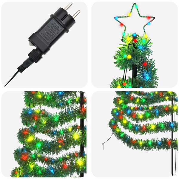 LED-es csillogó karácsonyfa földnyárssal EKENAS 250 cm 370 LED