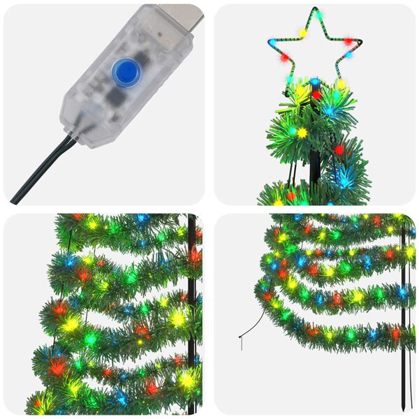 LED-es csillogó karácsonyfa földnyárssal EKENAS 180 cm 220 LED