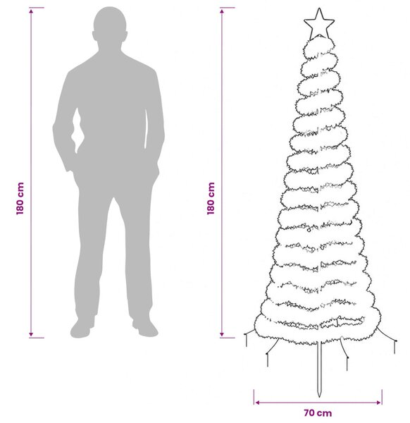 LED-es csillogó karácsonyfa földnyárssal EKENAS 180 cm 220 LED