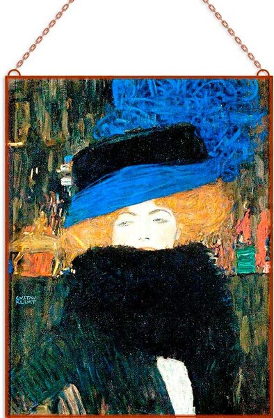 Klimt-Színes hajú hölgy üvegkép, falikép
