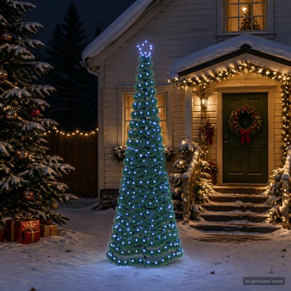 LED-es csillogó karácsonyfa földnyárssal EKENAS 250 cm 370 LED