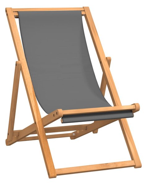 Szürke összecsukható tömör tíkfa strandszék