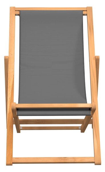 Szürke összecsukható tömör tíkfa strandszék