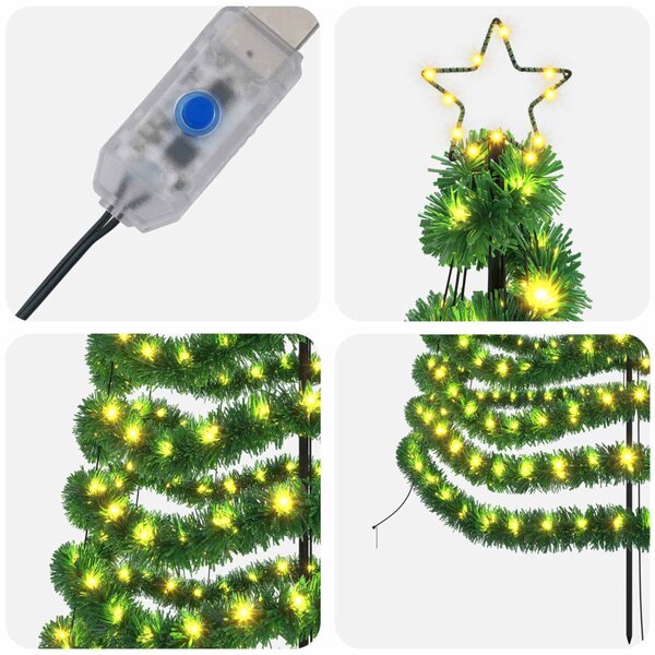 LED-es csillogó karácsonyfa földnyárssal EKENAS 180 cm 220 LED