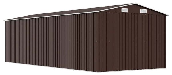 Barna fém kerti fészer 257 x 580 x 181 cm