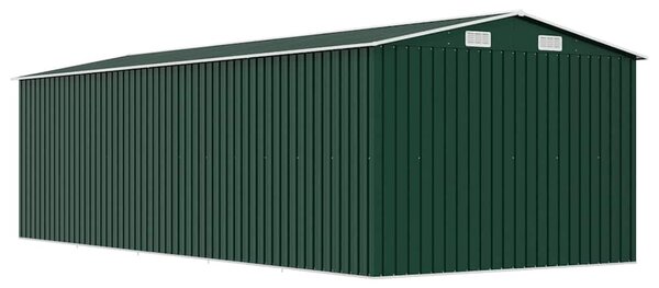 Zöld fém kerti fészer 257 x 580 x 181 cm