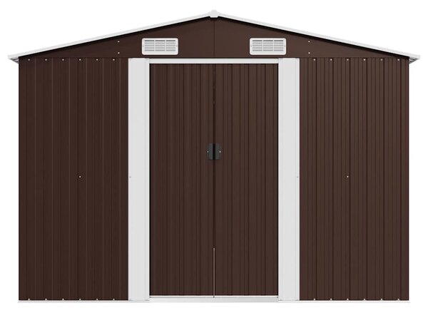 Barna fém kerti fészer 257 x 580 x 181 cm