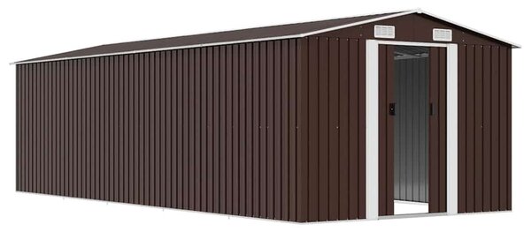 Barna fém kerti fészer 257 x 580 x 181 cm