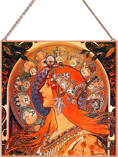 Alfons Mucha - Zodiac üvegkép, falikép