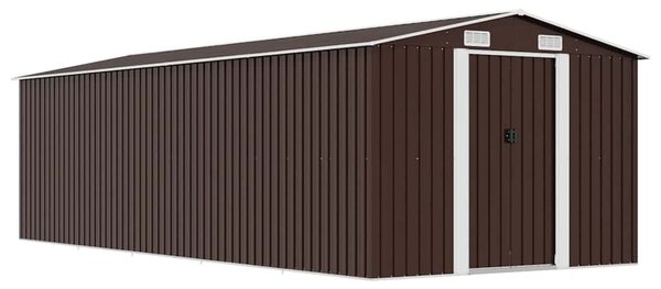 Barna fém kerti fészer 257 x 580 x 181 cm