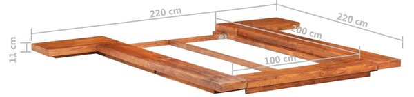 Japán stílusú tömör akácfa futon ágykeret 100 x 200 cm