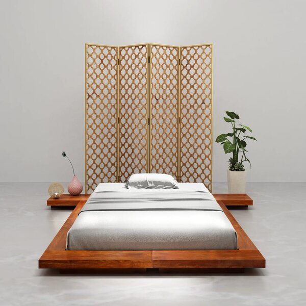 Japán stílusú tömör akácfa futon ágykeret 100 x 200 cm