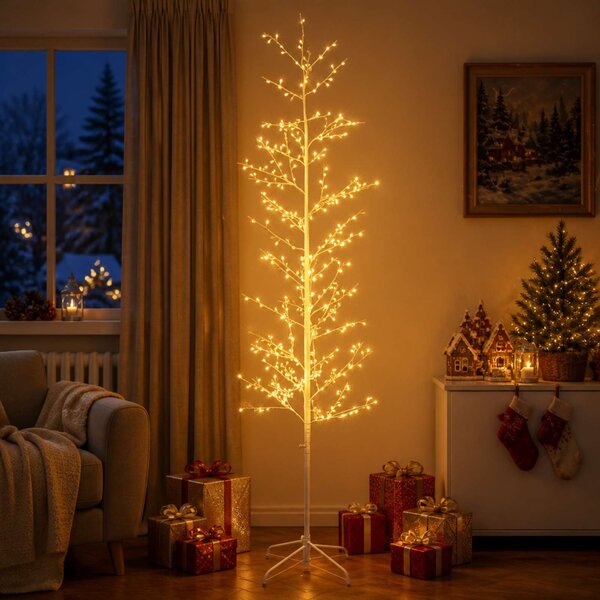 Karácsonyi LED-es nyírfa Fehér 47 x 210 cm Acél 567 LED