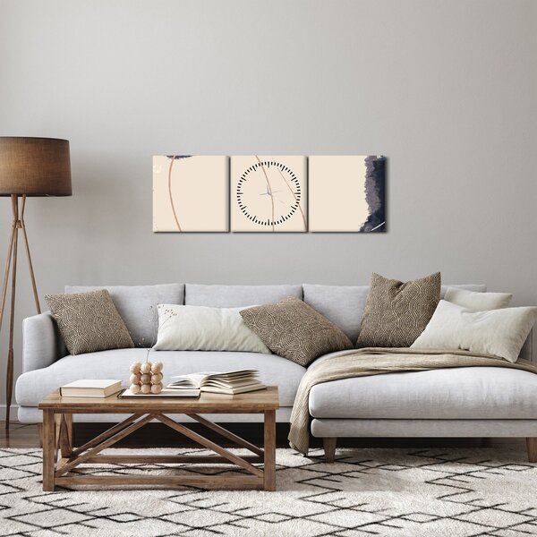 Kép - Bézs absztrakció (órával) (90x30 cm)