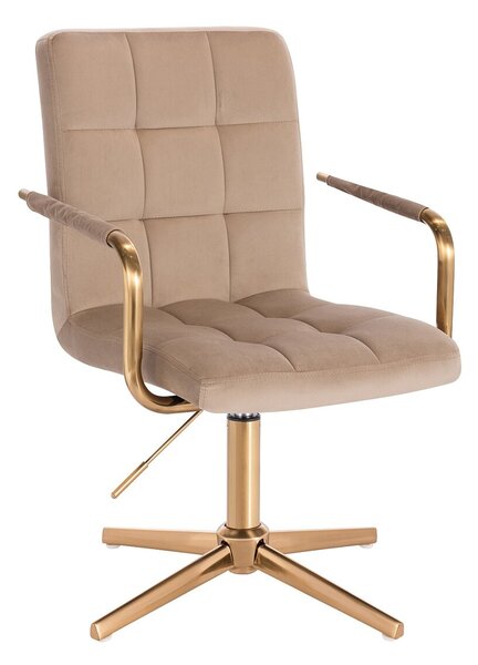HC1015PCROSS Latte modern velúr szék arany lábbal