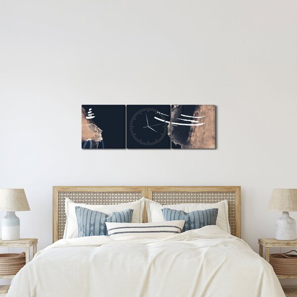 Kép - Sötétkék absztrakció (órával) (90x30 cm)