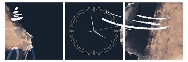 Kép - Sötétkék absztrakció (órával) (90x30 cm)