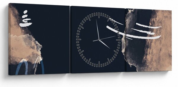 Kép - Sötétkék absztrakció (órával) (90x30 cm)