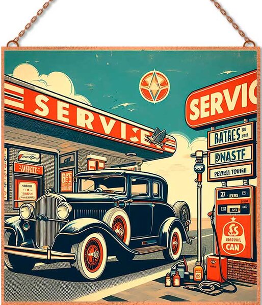 Retro autó üvegkép, falikép