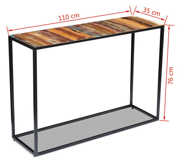 Tömör újrahasznosított fa konzolasztal 110 x 35 x 76 cm