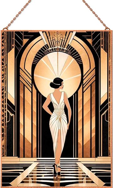 Art Deco lady 6 üvegkép, falikép