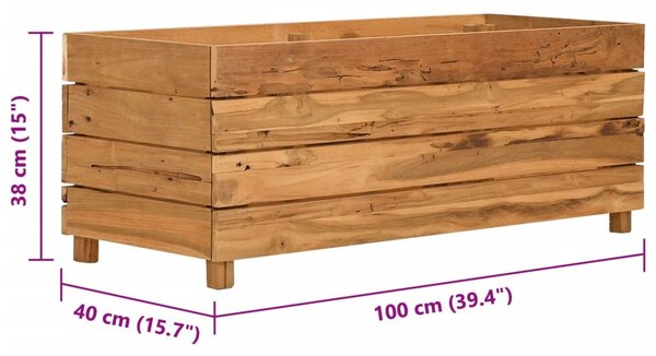 Újrahasznosított tíkfa és acél magaságyás 100 x 40 x 38 cm