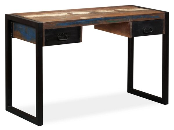 Tömör újrahasznosított fa íróasztal 2 fiókkal 120 x 50 x 76 cm