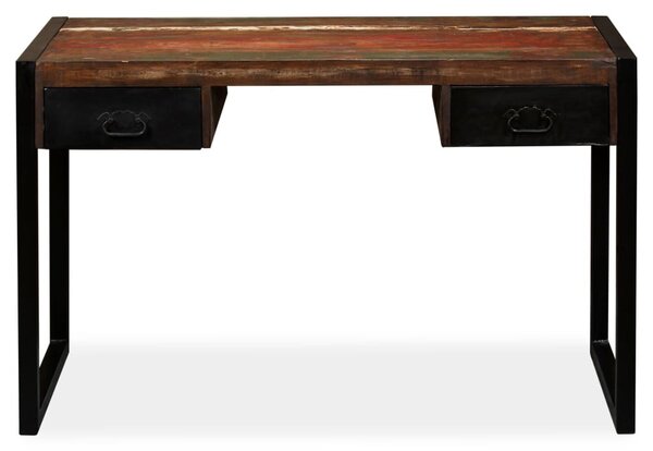 Tömör újrahasznosított fa íróasztal 2 fiókkal 120 x 50 x 76 cm