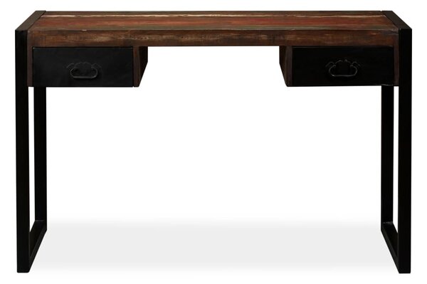 Tömör újrahasznosított fa íróasztal 2 fiókkal 120 x 50 x 76 cm
