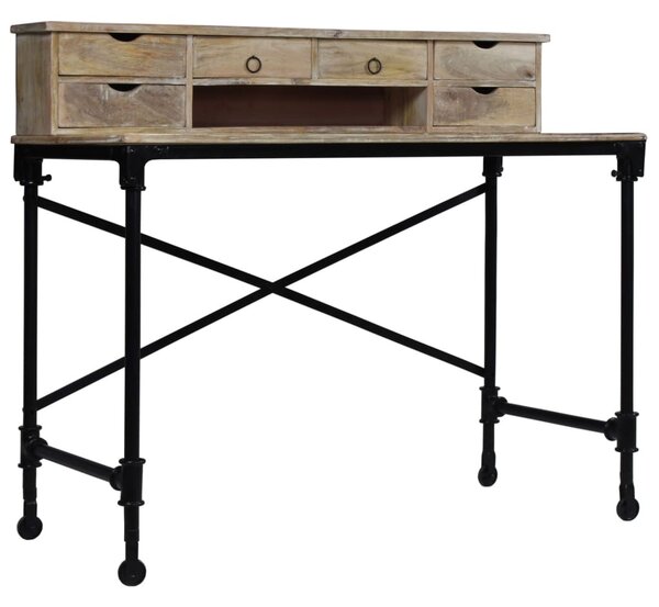 Tömör mangófa és acél íróasztal 110 x 50 x 96 cm