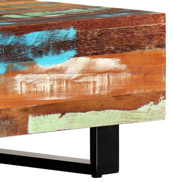 Tömör újrahasznosított fa és acél dohányzóasztal 120x50x30 cm